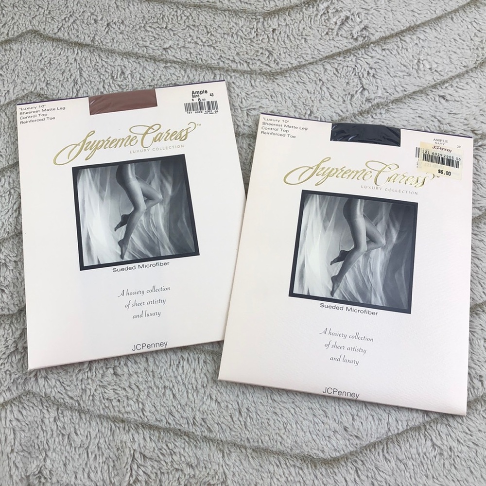 Vintage 2 Pair Supreme Caress Luxury Collection Sueded Microfiber Tights